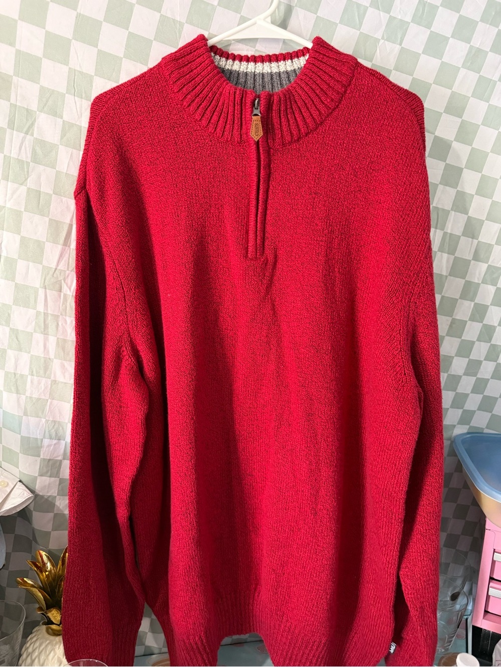 Chaps Red Half-Zip Knit Pullover